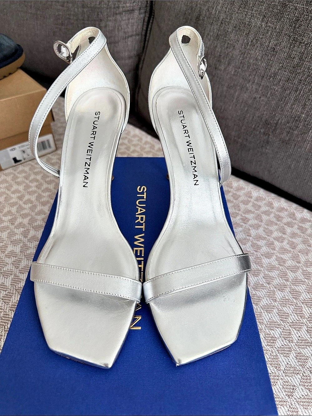Stuart Weitzman Nudistcurve 85 Sandal Silver Heels US 10.5 B